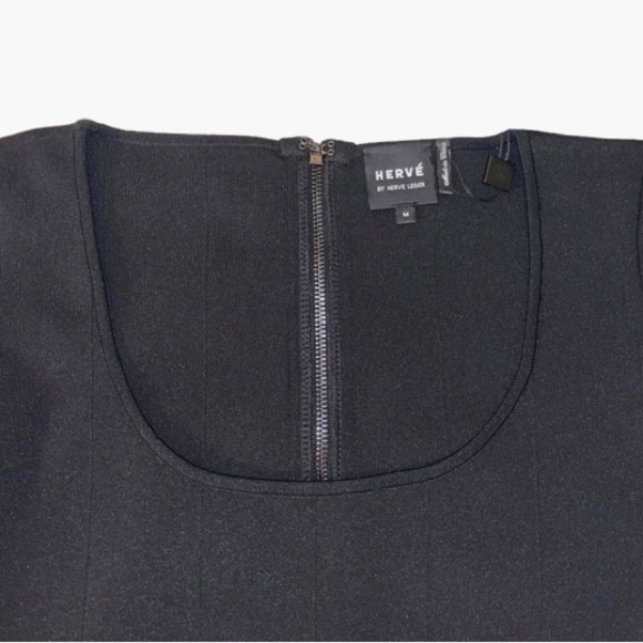 NWT HERVE LEGER BLACK LONG SLEEVE BANDAGE BODYCON CROP TOP EMBROID… - Picture 7 of 12